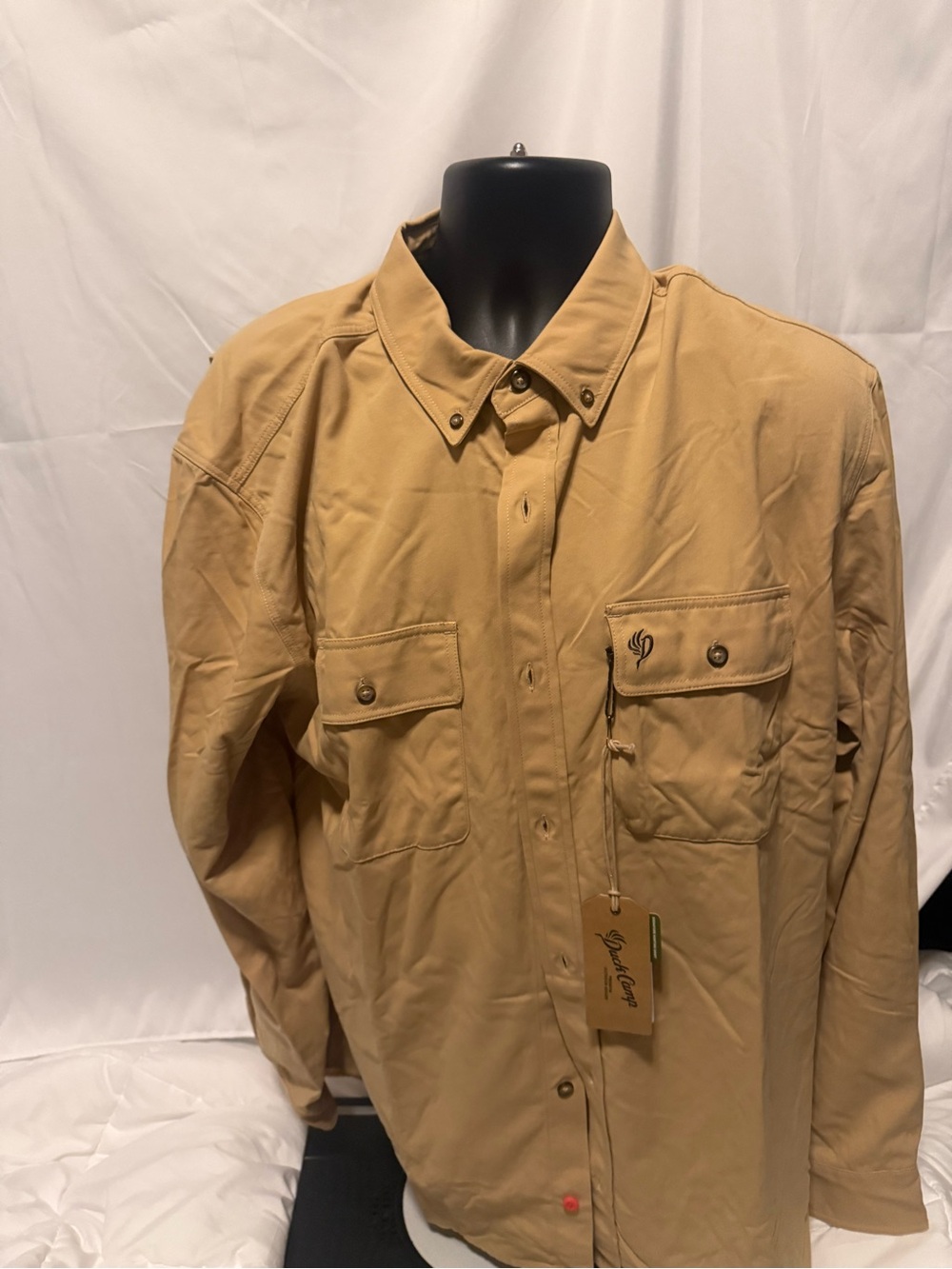 Men's Tan Utility Button-Down Shirt Jacket